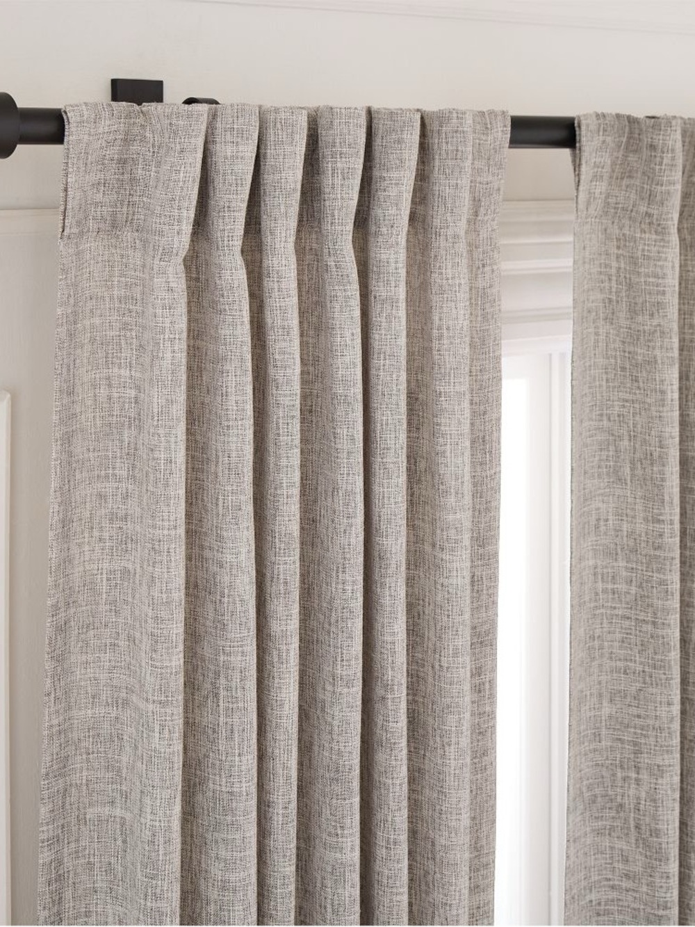 West Elm Crossweave Curtains in Stone White 48x84 in. (2 Panels) - Picture 2 of 4